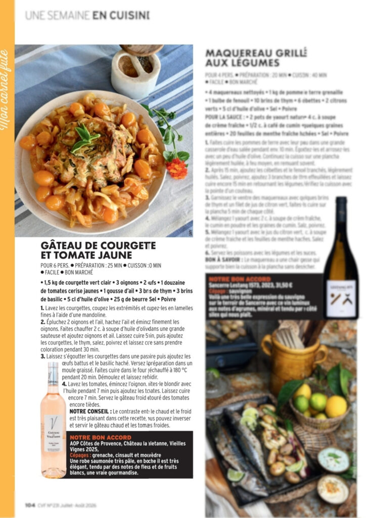 recette de cuisine - accord met et vin