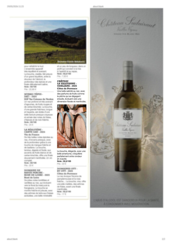 extrait de page de magazine spécial vin